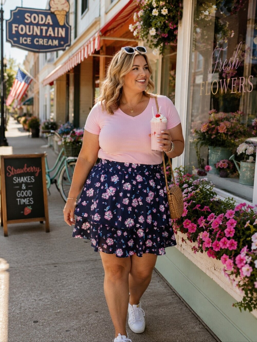 Draper James Tiered Floral Skirt | XXL | NWT | Navy Multi Smocked Waist Ruffles